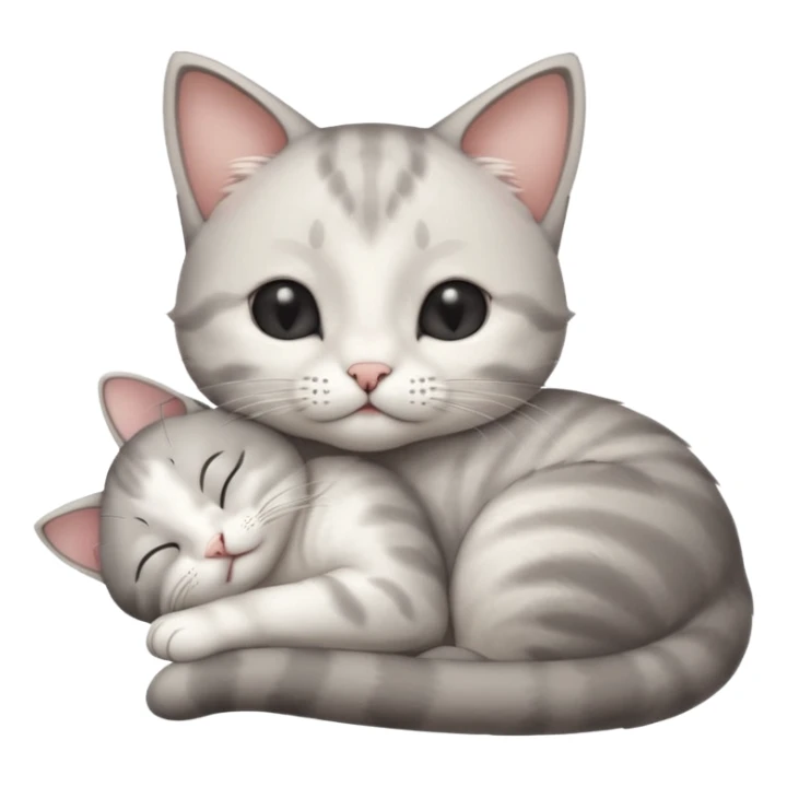 grey and white small cat with its eyes closed lying down with its paw curled under his chin holding it up sticker