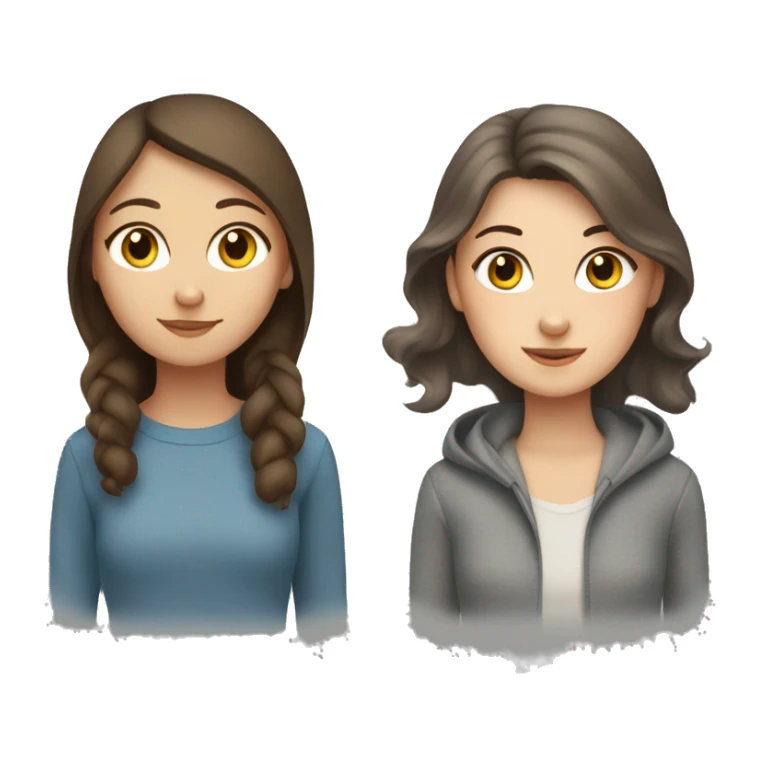 Brown hair girl and russian blue cat together sticker