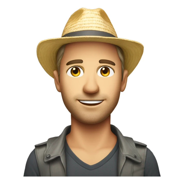 Healthy city slicker caucasian headshot with sunhat sticker