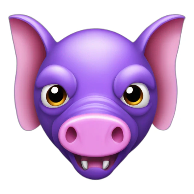 Purple Pig insect armadillo with evil angry grumpy face mouth open tusks sticker