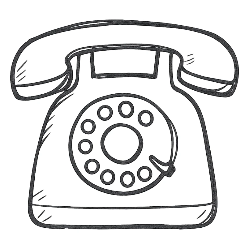 hand drawn outlined icon of an old rotary phone sticker