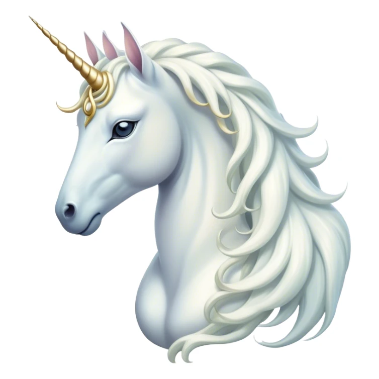 Beautiful and Majestic White Unicorn Portrait Emoji, Head and body exuding serene brilliance with a luminous, flowing mane and a gracefully spiraled horn, eyes gently closed in peaceful reverie, Simplified yet exquisitely enchanting features, highly detailed, glowing with a soft, celestial light, high shine, serene and utterly majestic, stylized with an air of timeless fantasy, soft glowing outline, capturing the essence of a beautiful and majestic white unicorn that embodies the pure magic of legend! sticker