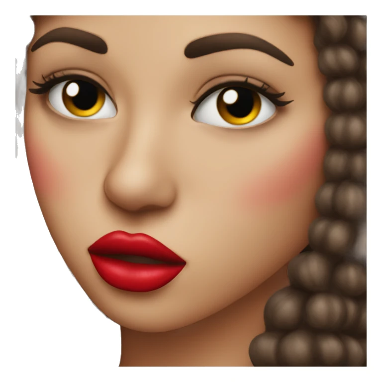 Kissing emoji with big red lips and lashes sticker