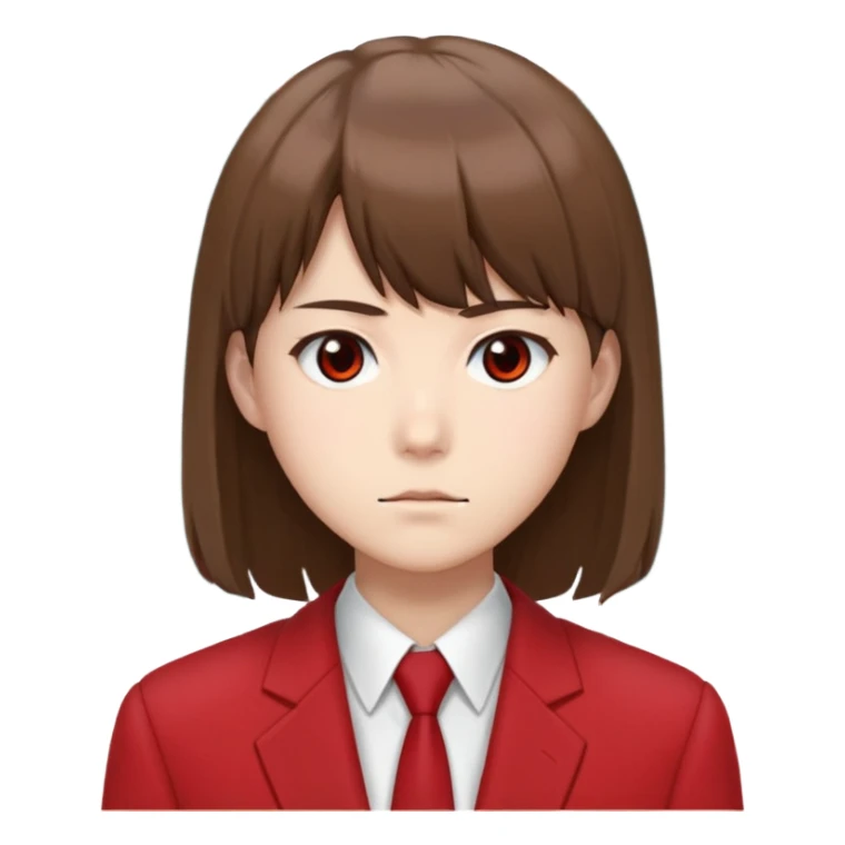 Kiyotaka Ayanokoji from Classroom of the Elite, calm and emotionless expression, brown hair with bangs, sharp eyes, wearing red school blazer with white shirt sticker