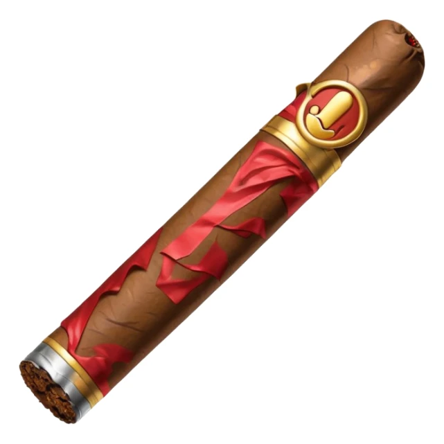 Emoji-style cigar icon, dark brown wrapper, subtle smoke, minimalistic, clean silhouette, metal details, no gold sticker