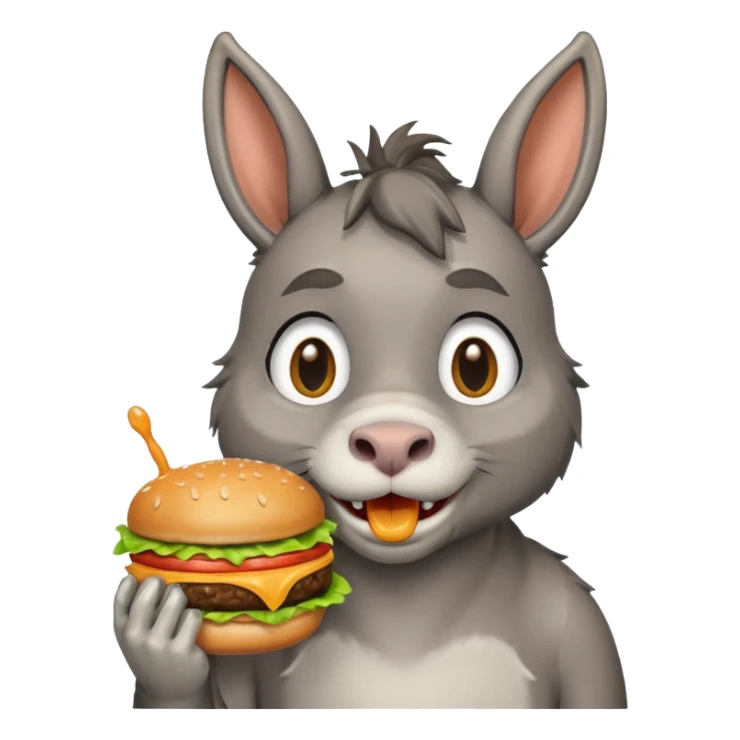 shit dripping of  donkey cat eating hamburgers sticker
