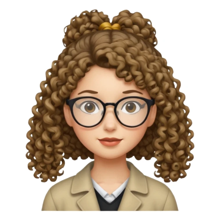 hija con gafas y cabello rizos con una coleta alta sticker