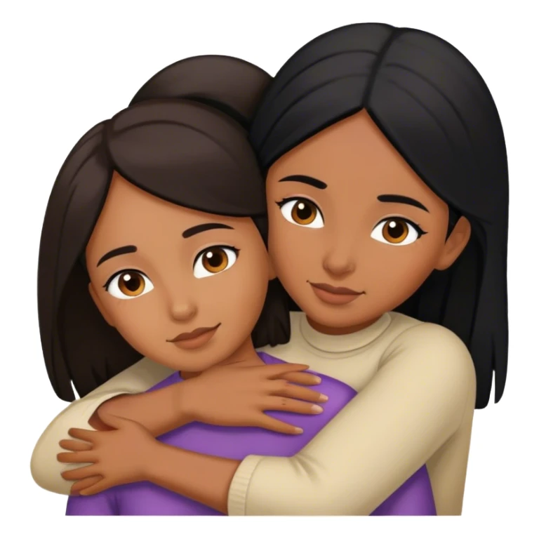 sister-hugging with black hair with brown skin color on both  sticker