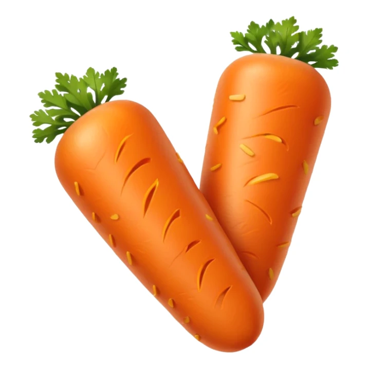 Orange carrot pieces, short fat cylinders, both ends rounded like mini hot dogs sticker