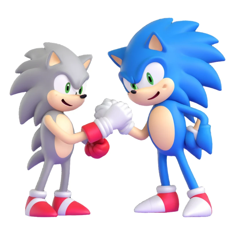 Sonic the Hedgehog and Silver the Hedgehog fist bumping sticker