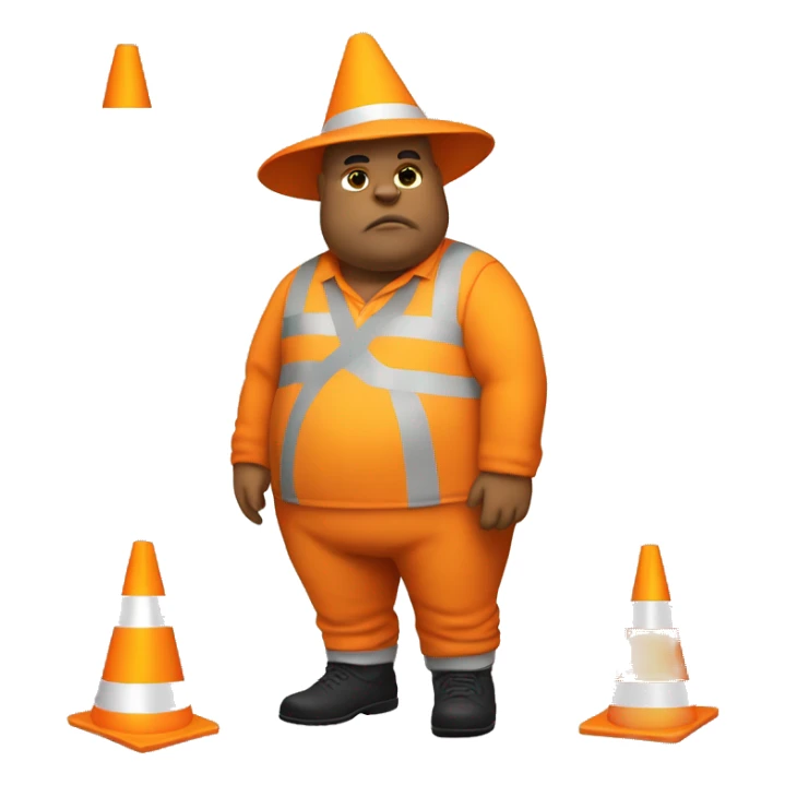 A FAT MAN COSPLAYING AS A STREET CONE sticker