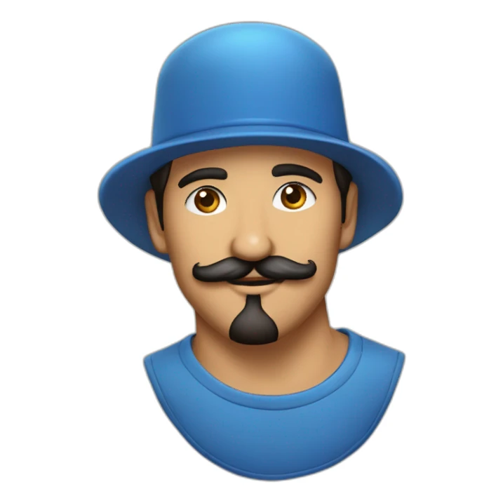 hombre chicano bigote y poca barba en el menton con gorra azul  sticker