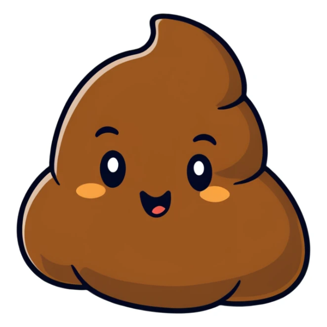 cartoon poop emoji with face expression sticker