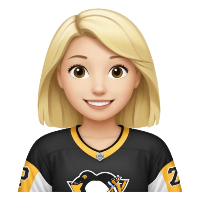 Girl blonde with hockey jersey pittburgh penguins sticker