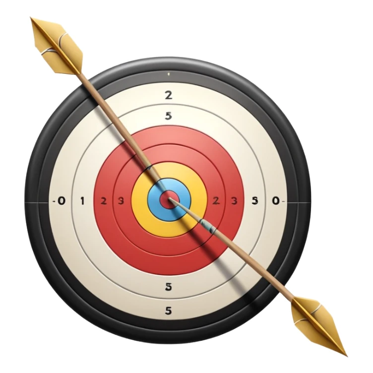 A close-up of a bowstring pulled taut with an arrow aimed at a target. The target's concentric rings are visible in the background, highlighting the focus and precision required for archery. The scene captures the grace and concentration of the sport. sticker