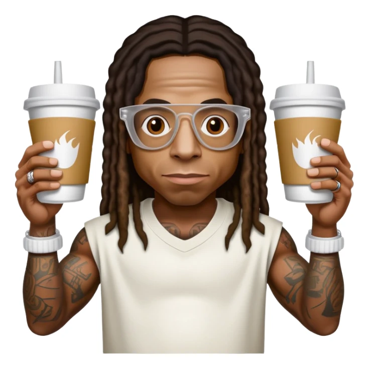 lil wayne holding a double cup with styrofoam cups stacked together sticker