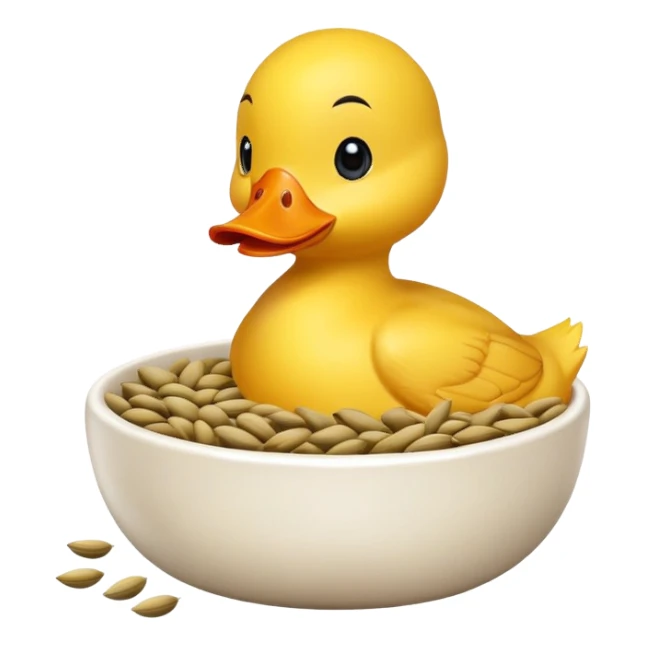 a yellow duck eating sunflower seeds from a bowl sticker