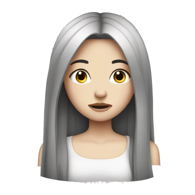 Pale girl with long black hair with tears sticker