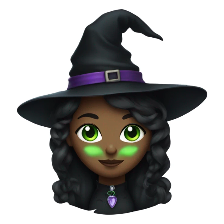 Beautiful witch with a black cat and green eyes sticker