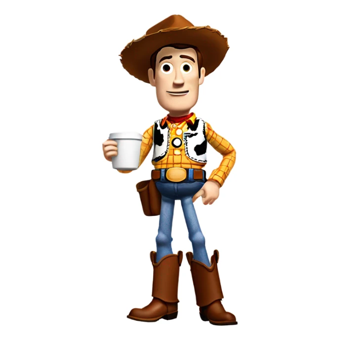 Woody from Toy Story drinking coffee sticker