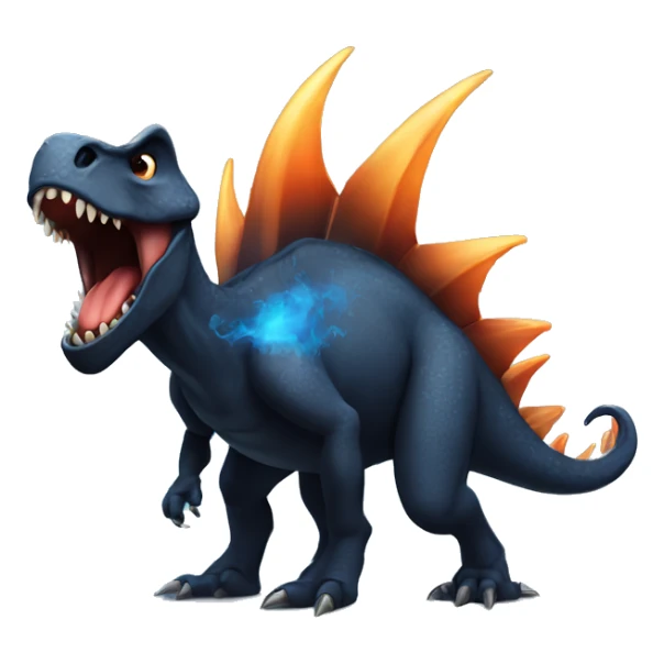 Black Dinosaur With Spikes on his back breathing blue fire sticker