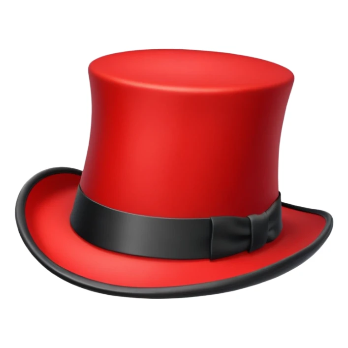 red top hat with black band without bow, not long sticker