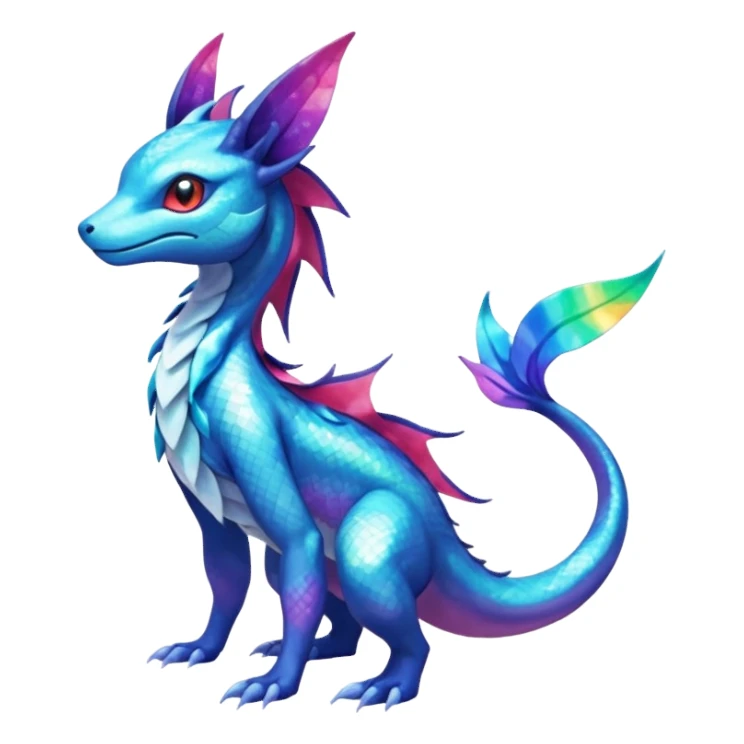 Rainbow Scaley Exotic Salandit-Aurorus-Glaceon-Suicune-Fakémon-hybrid-creature (full body) sticker