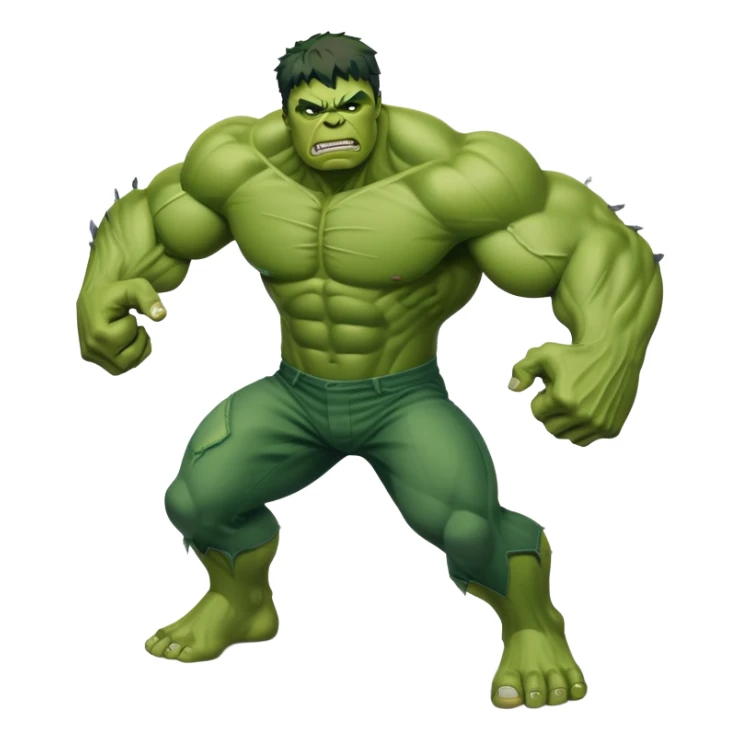Hulk fighting, strong green muscular superhero in action pose sticker