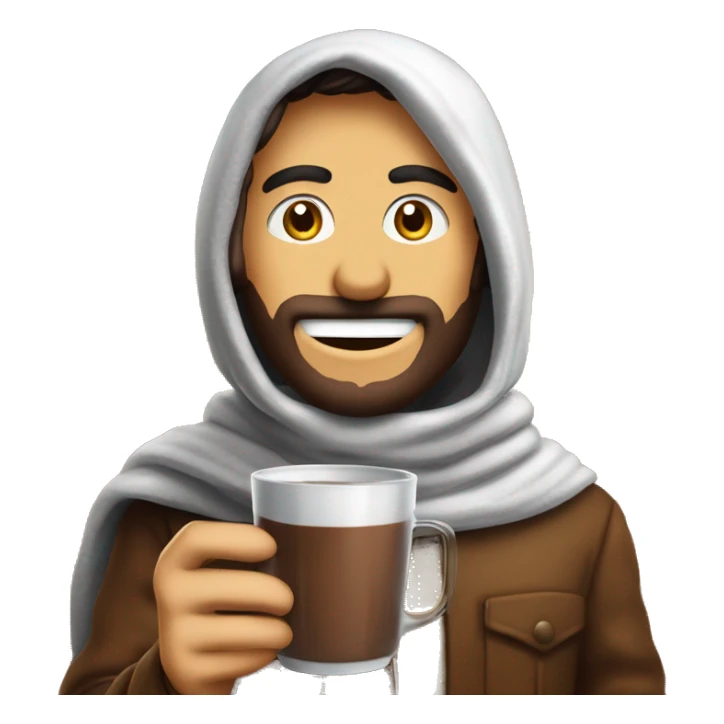 Drinking hot cocao in jordan zarqa in very cold area sticker