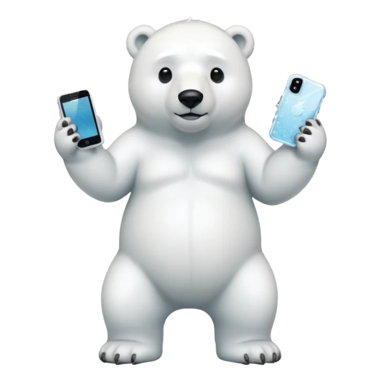 Serious Polar Bear standing full body with iphone in hand  sticker