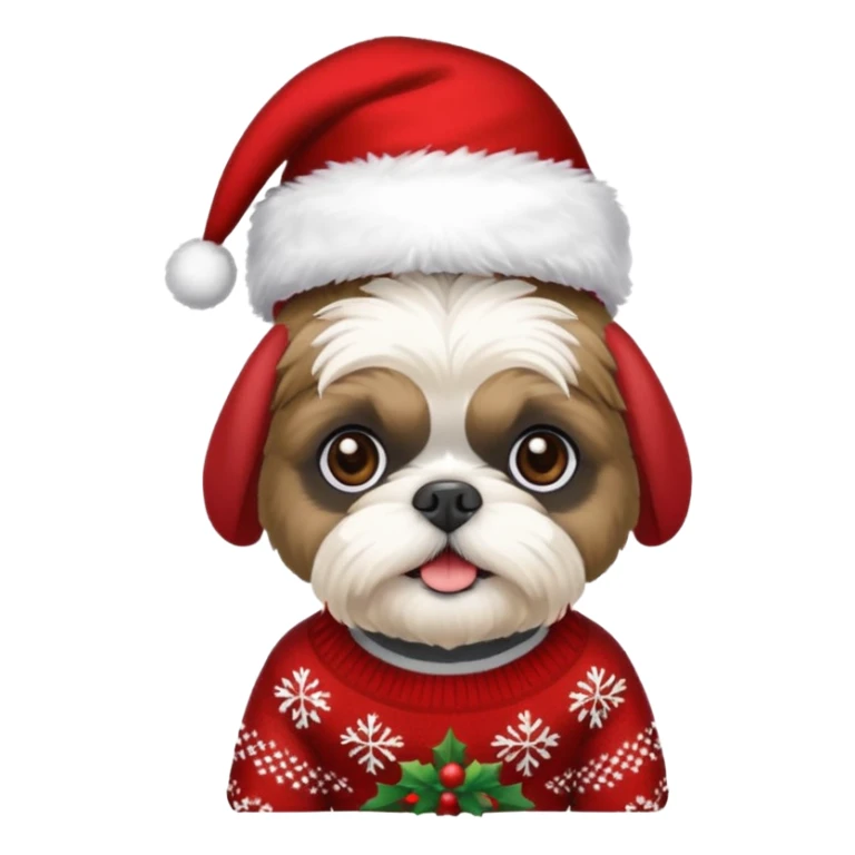 Small all OVER dark grey faced shih tzu christmas sweater hat sticker