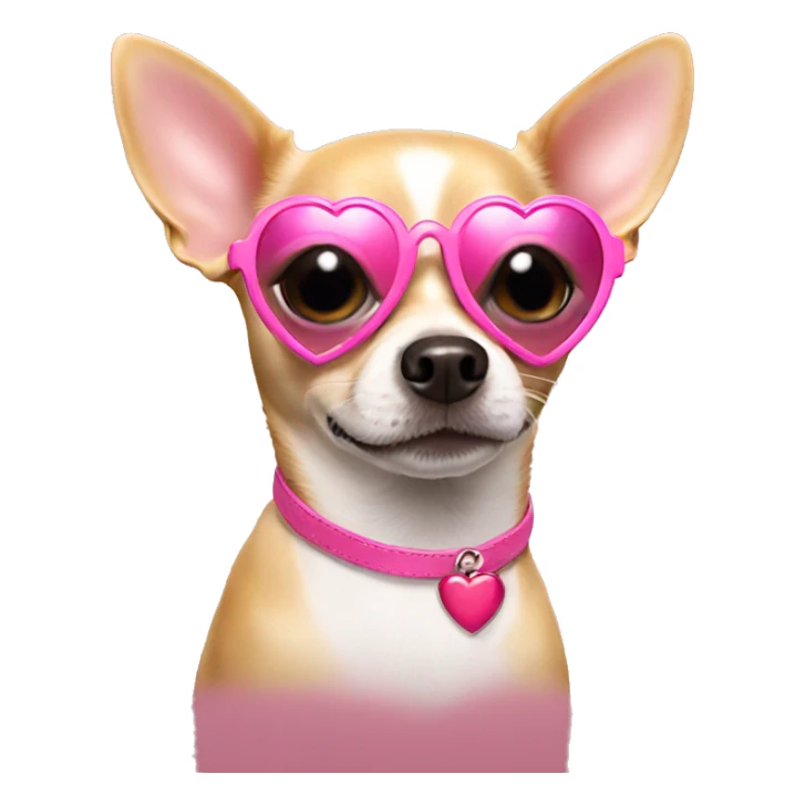 chihuahua wearing pink heart sunglasses sticker