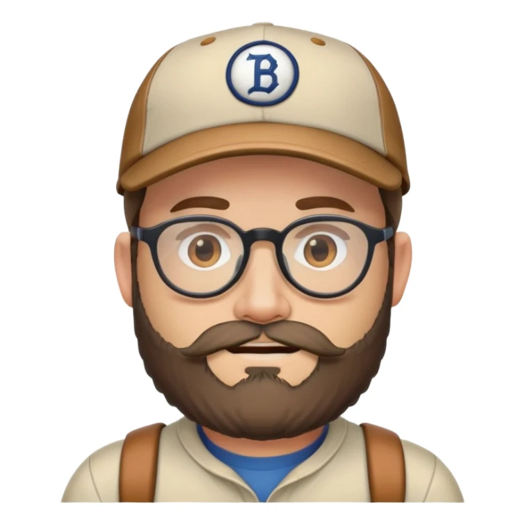 adventurer with beard, glasses and backwards baseball cap sticker