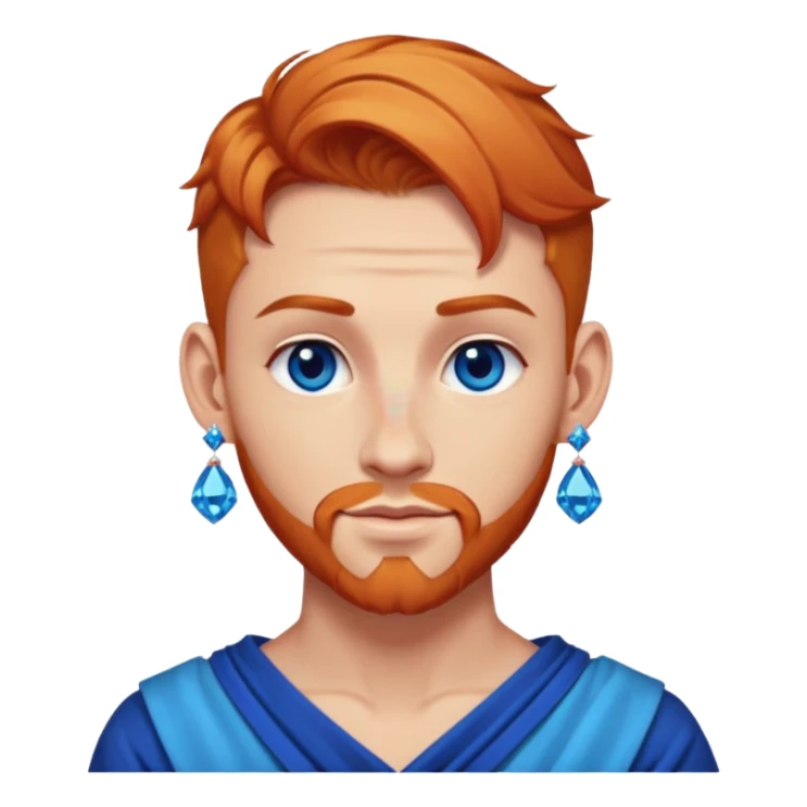 gem lover man with gem accessories excessive amount very big gem earrings ginger bun hair and redbluediamonds  sticker