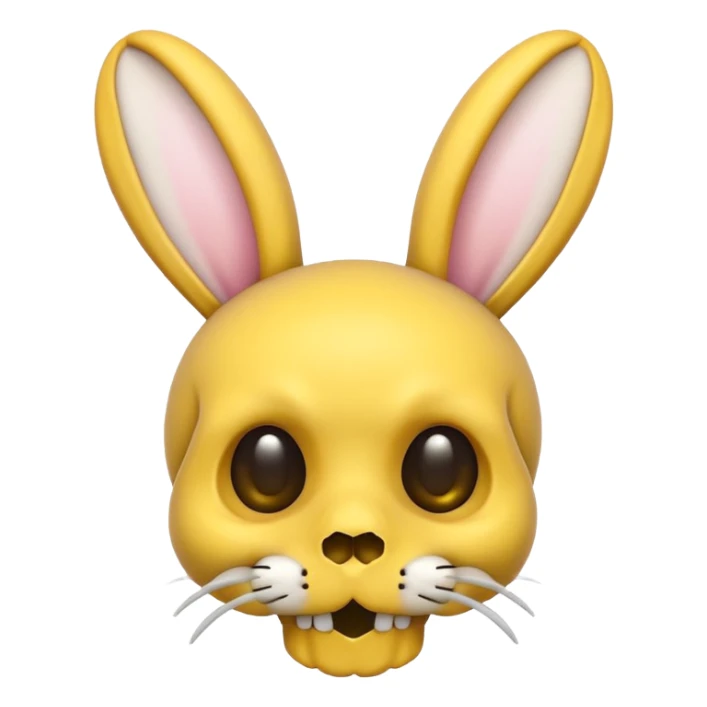 skull and bones yellow with rabbits ears kawai sticker