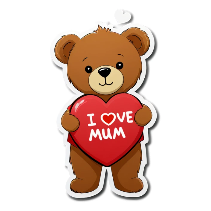 Teddy bear saying I love you mum sticker