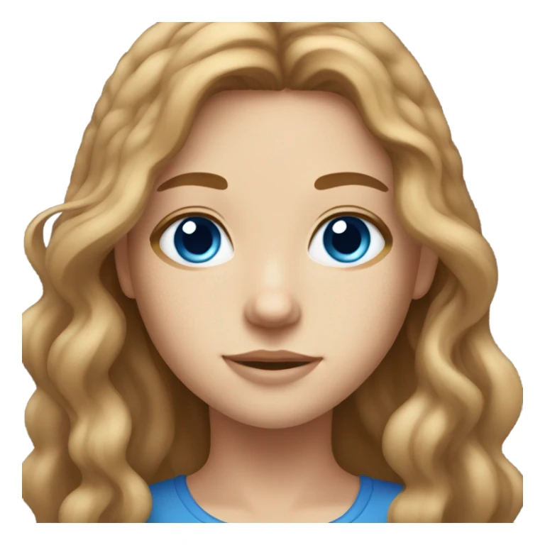 Long light brown hair and blue eyes and freckles  sticker