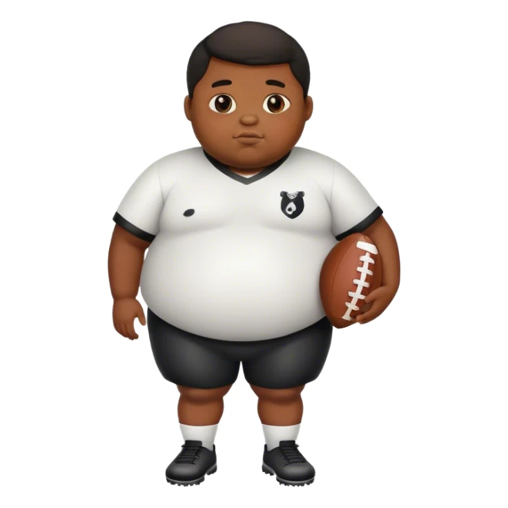 fat black kid holding football sticker