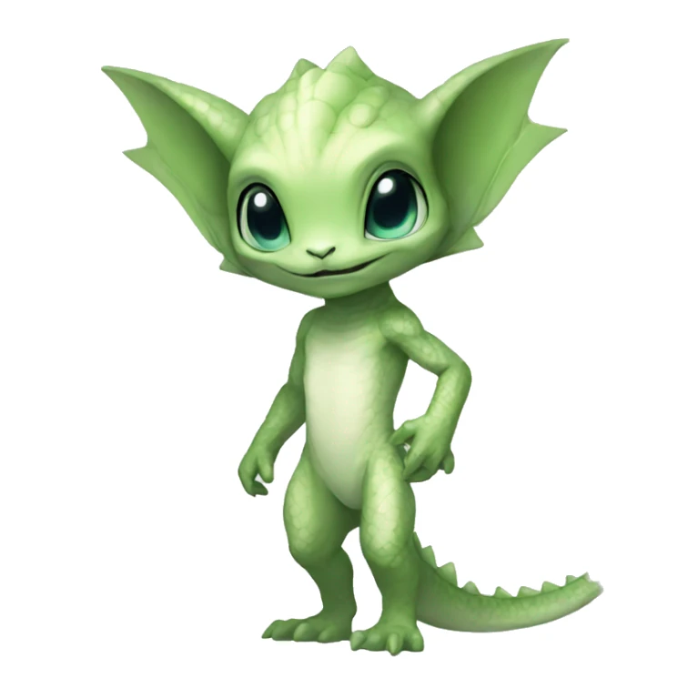 Chibi, White, Anthro-Sona-Lizard-Alien-Fakémon, Full Body sticker