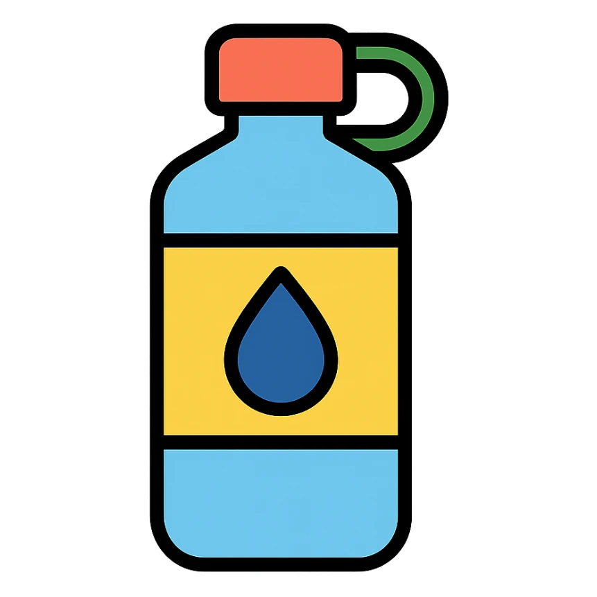 water bottle decoration icon with black outlines in colorful style sticker