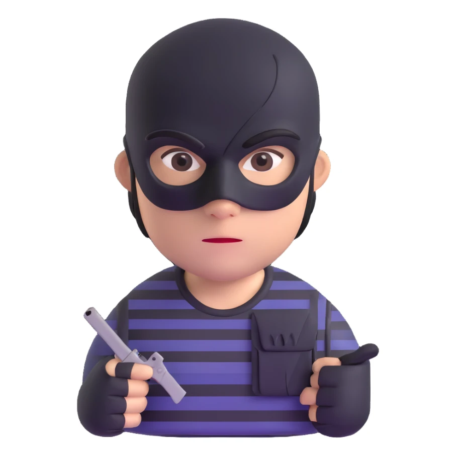 robber with black mask and striped shirt sticker