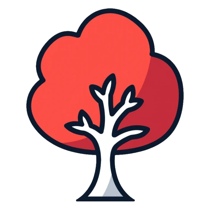 white tree with red foliage sticker