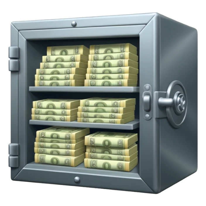 unlocked bank vault full of cash sticker