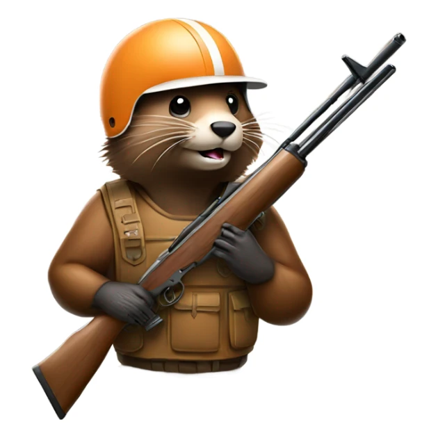 Beaver in football pads with hunting rifle sticker