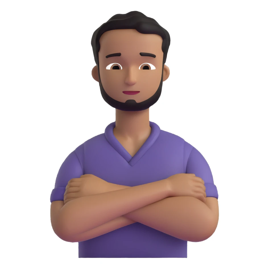 man with his hands on his neck and his arms crossed sticker