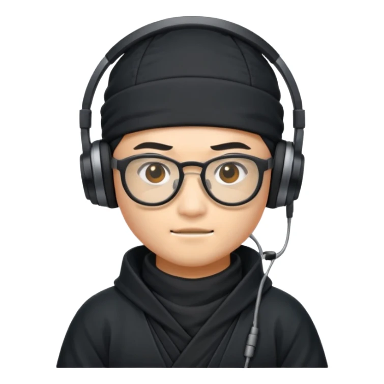 Ninja wearing glasses and headphones  sticker