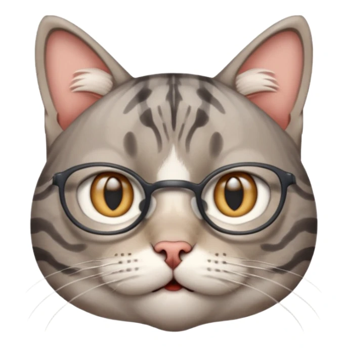 generate a nerdy, confused cat who is also in a state of panic sticker