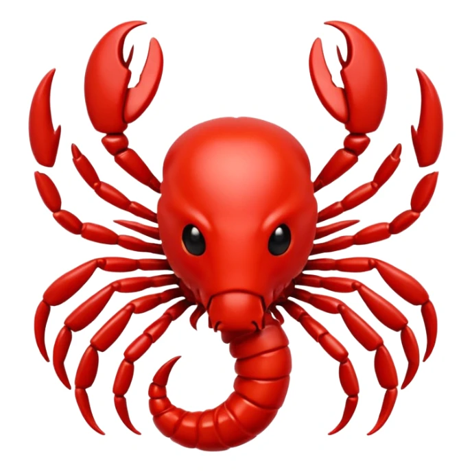 A 3D cartoon Scorpio zodiac sign in red, glossy texture, simple background, Memoji-style rendering. sticker
