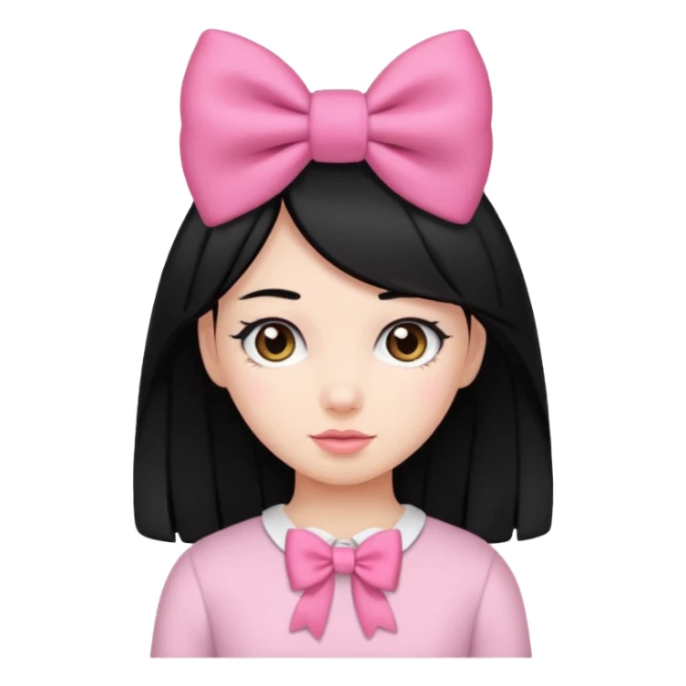 Girl with black hair and pink bow in her hair sticker