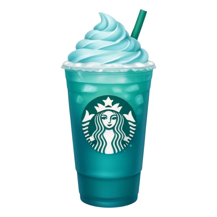 Teal-blue colored Starbucks refresher no whipped cream sticker